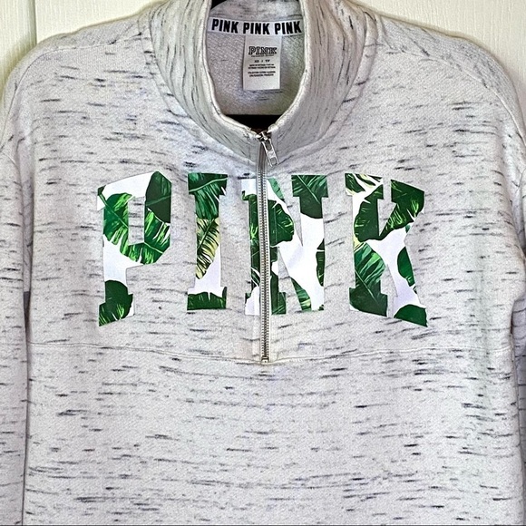Victoria’s Secret PINK Half Zip Fern Print Sweatshirt XSmall - Picture 3 of 6